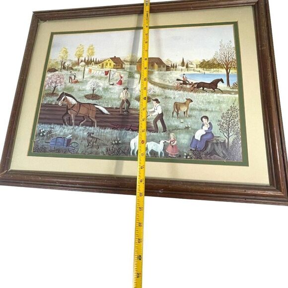 Antique Print “Harvest” 18th century Farming Folk Art by Martha Cahoon READ - Picture 13 of 16